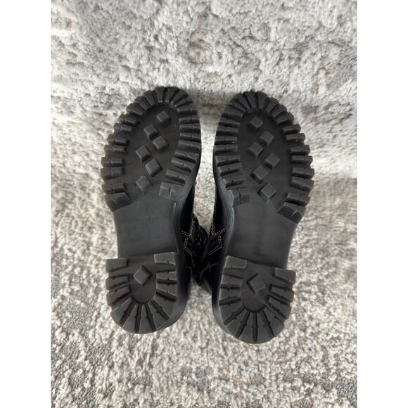 Madden Girl Size 7M Hawke Faux Leather Lace Up Combat Boots Black Block Walking - Picture 10 of 10